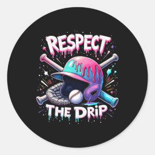 Respecteer de druppel honkbal ijs druppel vibes sq ronde sticker