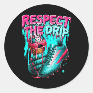 Respecteer De Druppel Voetbal Ijs Druppel Met Spri Ronde Sticker