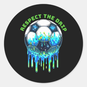 Respecteer de druppel voetbalijs druppel met sprin ronde sticker