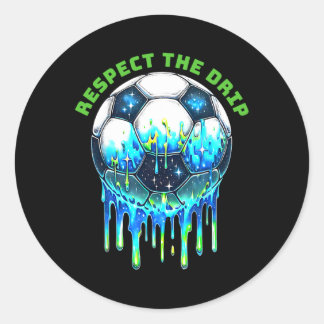 Respecteer de druppel voetbalijs druppel met sprin ronde sticker