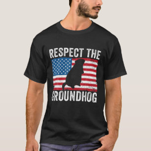 Respecteer de Groundhog Funny Woodchuck USA Flag G T-shirt