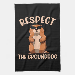 Respecteer de Groundhog - Woodchuck Groundhog Day Theedoek