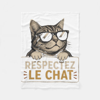 Respecteer de kat – Illustratie van kat met bril Fleece Deken