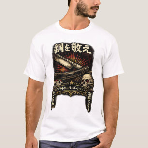 Respecteer de stalen straight razor Japanse T-shirt