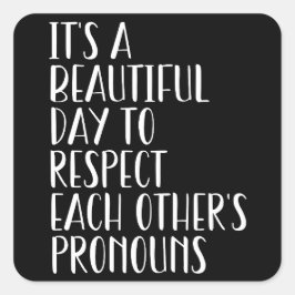 Respecteer elkaars voornaamwoorden lgbtqa+ inclusi vierkante sticker