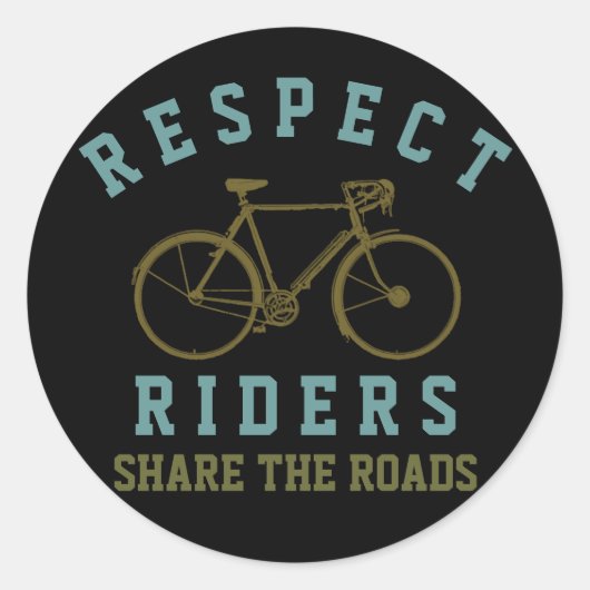 Respecteer fietsers. Deel wegen Ronde Sticker (Voorkant)