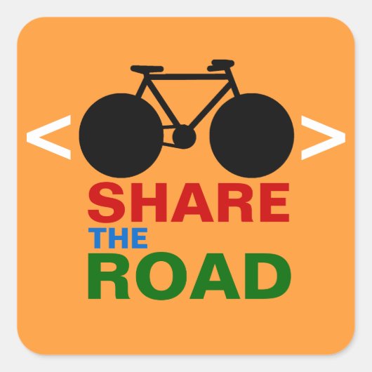 Respecteer fietsers teken vierkante sticker (Voorkant)