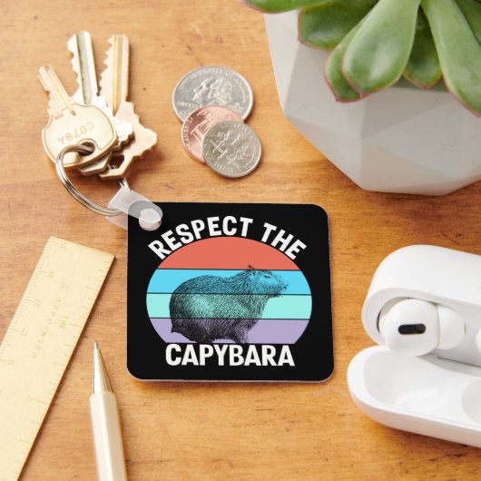 Respecteer het Capybara Funny Capybara Lover T-Shi Sleutelhanger (Bureau)