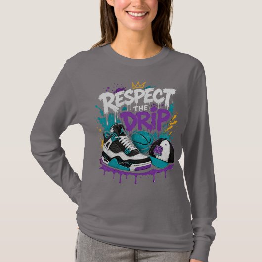 Respecteer het Drip Basketbalontwerp T-shirt (Voorkant)