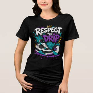 Respecteer het Drip Basketbalontwerp Tri-Blend Shirt