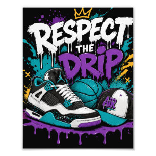 Respecteer het druppel basketbalontwerp foto afdruk