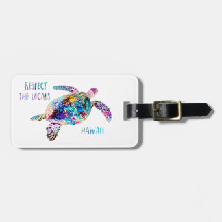 Respecteer het lokale Zee Turtle Tie Dye Beach Quo Bagagelabel