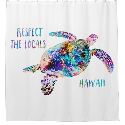 Respecteer het lokale Zee Turtle Tie Dye Beach Quo Douchegordijn (Voorkant)
