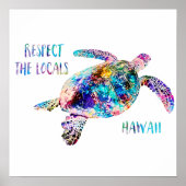 Respecteer het lokale Zee Turtle Tie Dye Beach Quo Poster (Voorkant)