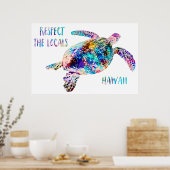 Respecteer het lokale Zee Turtle Tie Dye Beach Quo Poster (Keuken)