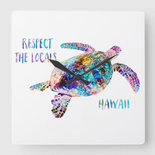 Respecteer het lokale Zee Turtle Tie Dye Beach Quo Vierkante Klok