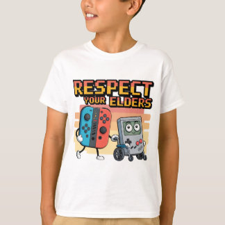 Respecteer Je Ouderen Gaming Control Retro Grappig T-shirt