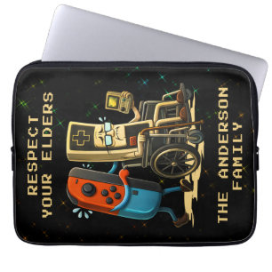 Respecteer Je Ouderen Gaming Controle Retro Grappi Laptop Sleeve
