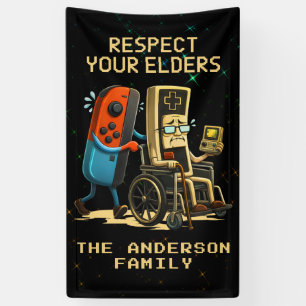 Respecteer Je Ouderen Gaming Controle Retro Grappi Spandoek