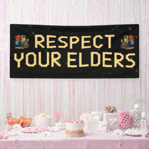 Respecteer Je Ouderen Gaming Controle Retro Grappi Spandoek