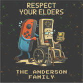 Respecteer Je Ouderen Gaming Controle Retro Grappi Sticker (Voorkant)