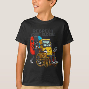 Respecteer Je Ouderen Gaming Controle Retro Grappi T-shirt