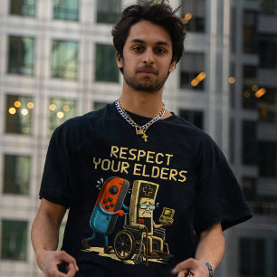 Respecteer Je Ouderen Gaming Controle Retro Grappi T-shirt