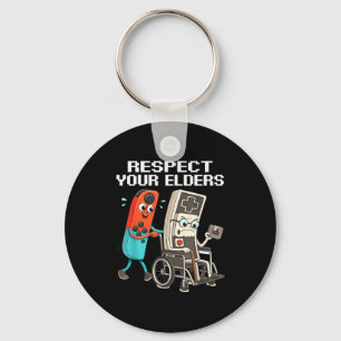 Respecteer je Ouderen Retro Gamen Grappige Control Sleutelhanger