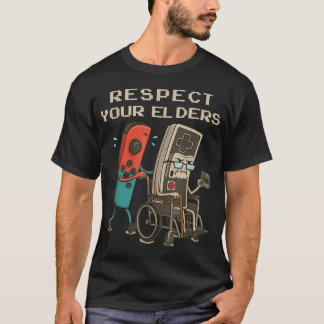 Respecteer je Ouderen Retro Gamen Grappige Gamer T-shirt
