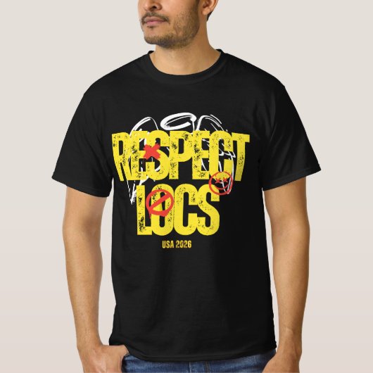 "Respecteer Loc's" Heren T-shirt met Dreadlocks Gr (Voorkant)