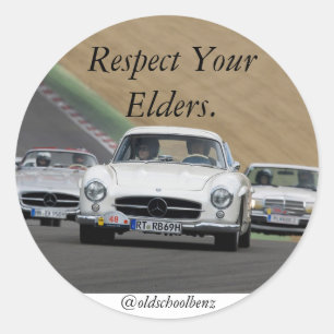 Respecteer uw ouderen mercedes benz ronde sticker