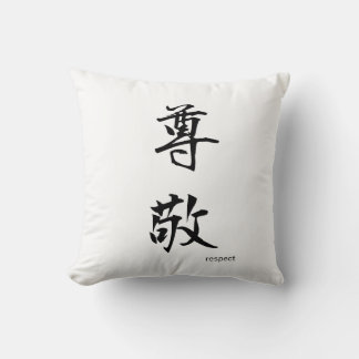 Respecter le japonais Kanji Coussin noir et blanc