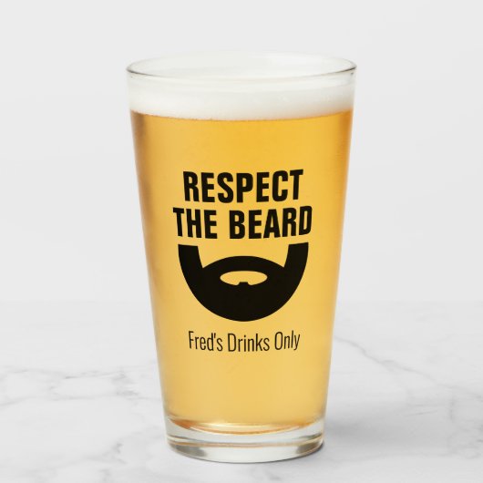 Respectez la barbe, drôle de verre de bière cadeau (Devant (rempli))