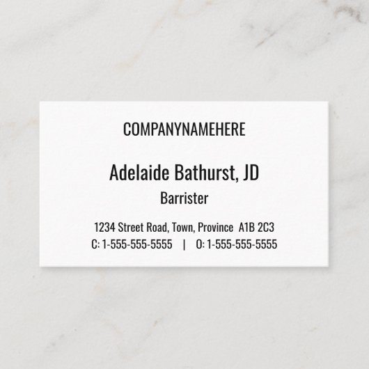 Respectueux, Carte de visite d'avocat professionne (Devant)