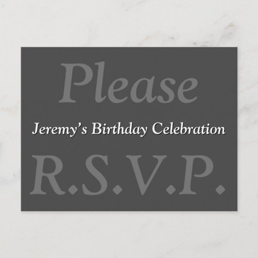 Respectvol en elegant "Please R.S.V.P." Briefkaart (Voorkant)