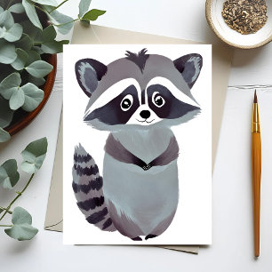 Respectvolle Wasbeer Cute Dier Aquarel Briefkaart