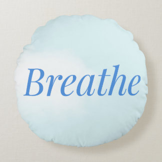 « Respirez » – Coussin rond bleu apaisant pour la