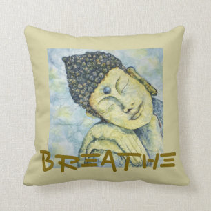 Respirez le coussin d'art d'aquarelle de Bouddha