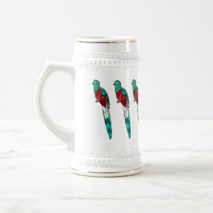 Resplendent quetzal-vogel cartoon illustratie bierpul