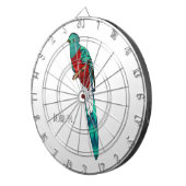 Resplendent quetzal-vogel cartoon illustratie dartbord (Voorkant Rechts)