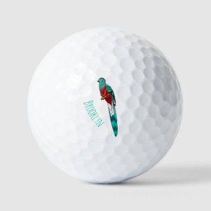 Resplendent quetzal-vogel cartoon illustratie golfballen