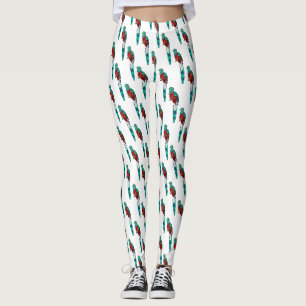 Resplendent quetzal-vogel cartoon illustratie leggings