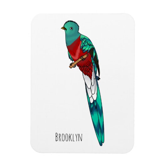 Resplendent quetzal-vogel cartoon illustratie magneet (Verticaal)