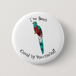 Resplendent quetzal-vogel cartoon illustratie ronde button 5,7 cm
