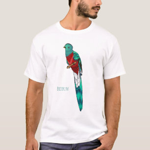 Resplendent quetzal-vogel cartoon illustratie t-shirt