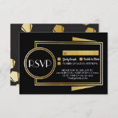 Respons Kaarten Art Deco RSVP 1920 Gold Black (Voorkant / Achterkant)