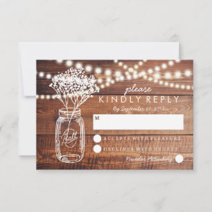 RESPONS RSVP MARIAGE JAR MASON CAMPAGNE RUSTIQUE B
