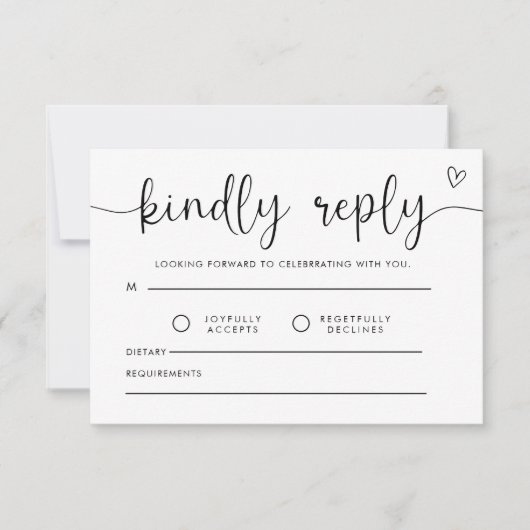 Response, Wedding Insert Card, Simple Rsvp Kaartje (Voorkant)