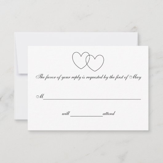 Responskaarten voor "interlocking Hearts" RSVP Kaartje (Voorkant)