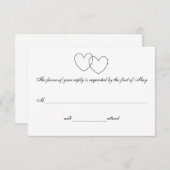 Responskaarten voor "interlocking Hearts" RSVP Kaartje (Voorkant / Achterkant)